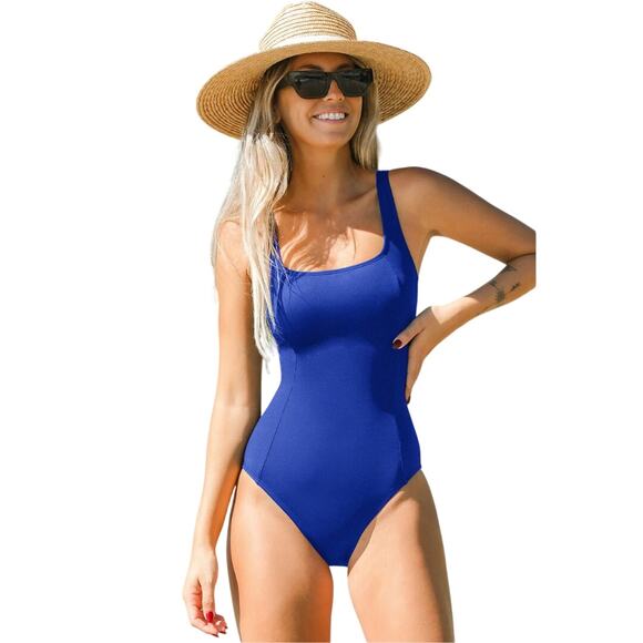 Cupshe Women's Royal Blue Lace-Up Tummy Control One Piece Swimsuit Size Small - Picture 1 of 7